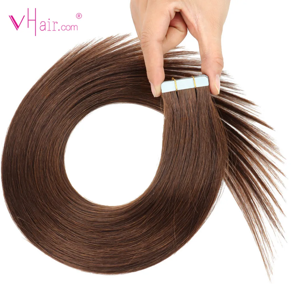 VHair лента на коже волосы завязанные вручную в Remy человеческие для наращивания всю