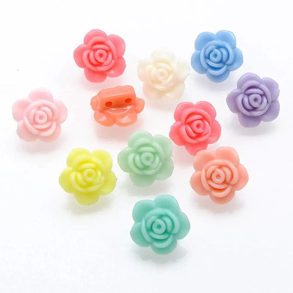 

50 Mixed Pastel Color Acrylic Flower Beads Charms 19mm Double Hole
