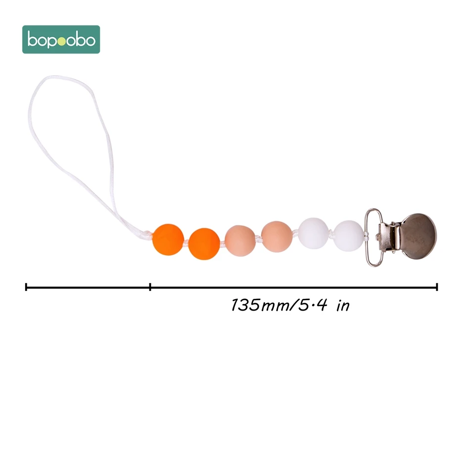 Bopoobo 1 шт., детский прорезыватель, соски, клипсы, подарок для ребенка, пищевые силиконовые грызуны, прорезыватель из бисера, BPA бесплатно, подарок для ребенка, игрушки, силиконовые бусины - Цвет: Orange Chain