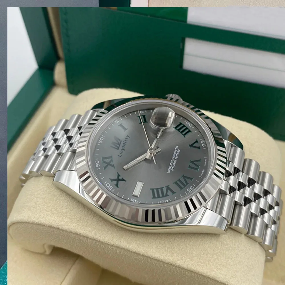 

Luxury Mens Watch Mechanical 41mm Sapphire Jubbile Bracelet Men Watches Gray Dial Datejust 41mm Automatic Movement Wristwatches