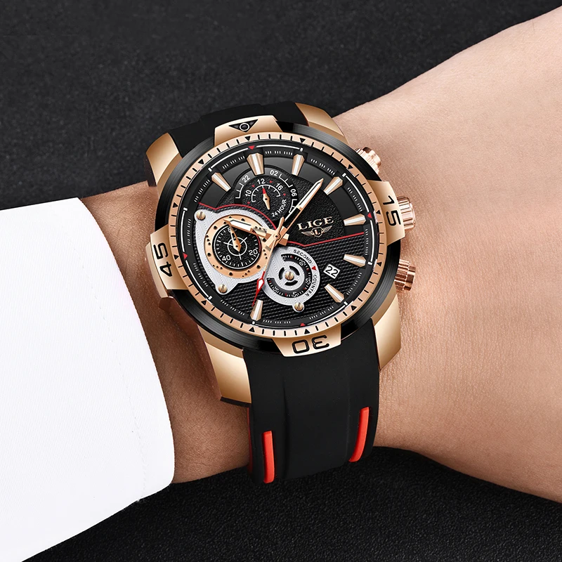 2019 LIGE мужские часы Топ бренд роскошные повседневные резиновые кварцевые