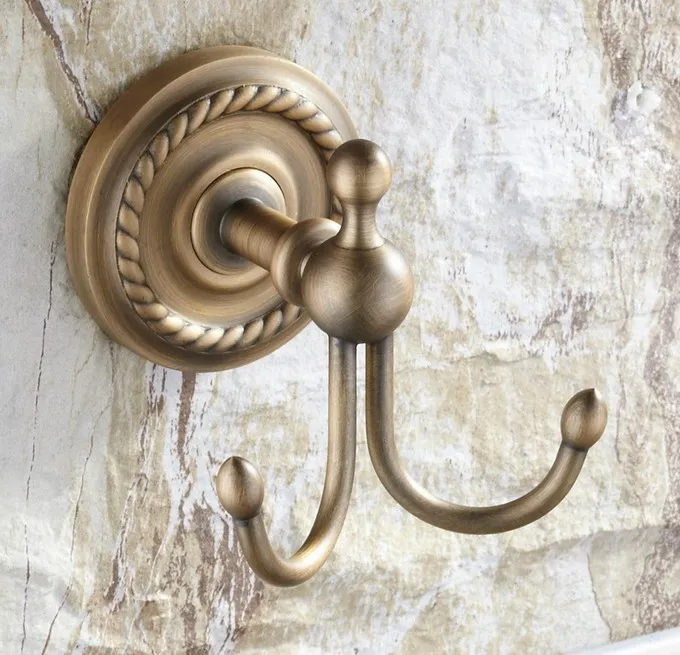 1 шт. античная латунь настенный двойной халат крючки для пальто и шляп крючок