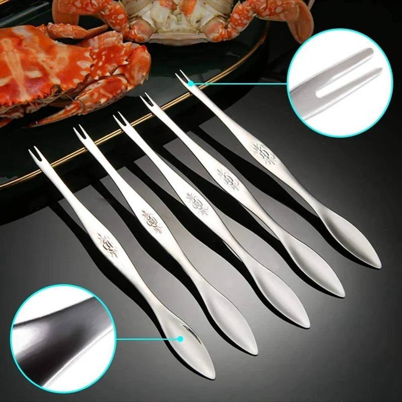 

15 Pcs Seafood Tools Stainless Steel Forks Nut Cracker Forks Set Shellfish Lobster Leg Sheller Kitchen Accessories