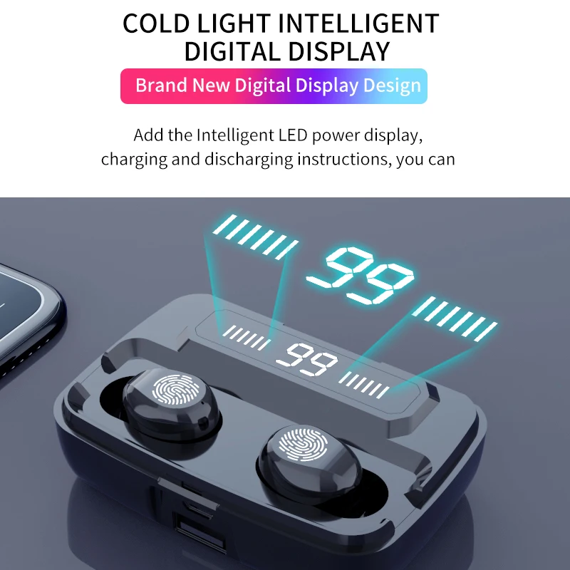 F9 беспроводные наушники TWS Bluetooth 5.0IPX7 водонепроницаемые контактные для спорта и