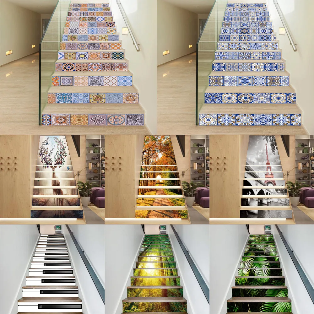 Настенные наклейки для лестницы самоклеящиеся водонепроницаемые из ПВХ 13