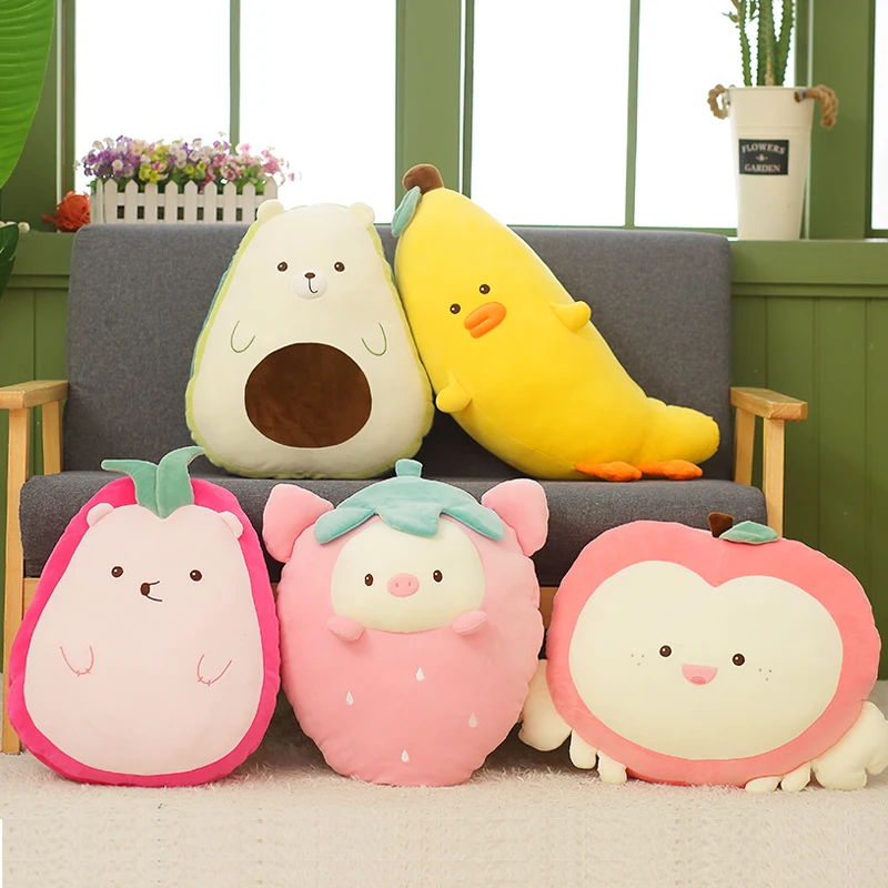 

Nice New Cute Plush Fruit Animals Pig Toy Simulation Sleeping Pillow Stuffed Bear Animal Christmas Gift For Kids Kawaii Present
