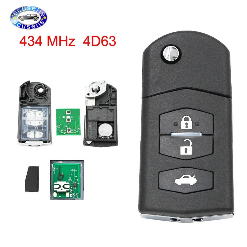 3 кнопки 433 МГц складной ключ с дистанционным управлением чипом 4D63 БЕСКЛЮЧЕВОЙ