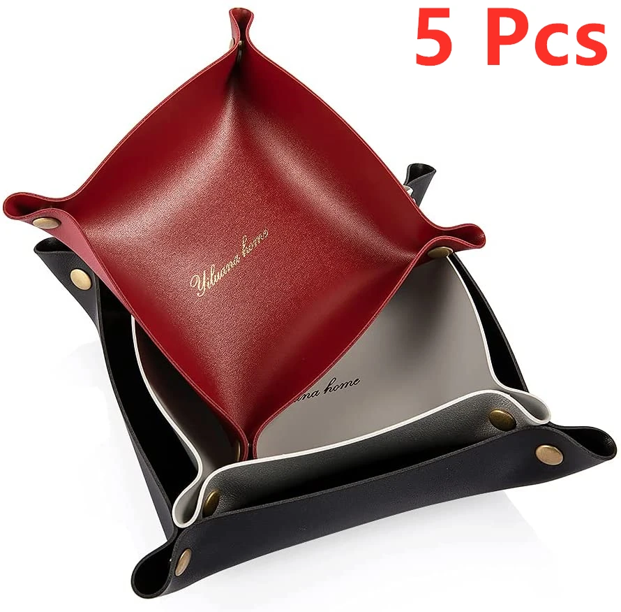 

New style Small Desk Organizer Jewelry Leather Tray Bedside Storage Tray Box for Key, Phone, Coin, Wallet, Watches, etc, Coffee