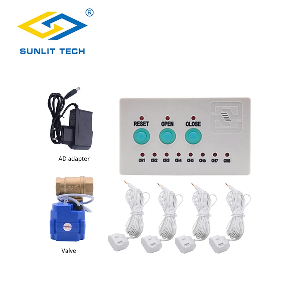 2020 Smart Home Water Leakage Sensor with 1pc DN15 DN20 DN25 Valve and 4pcs water cables Flood Overflow Alarm Detector Kit | Безопасность