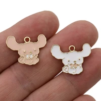 5pcs gold plated white enamel dog charm pendant for jewelry making bracelet earrings necklace diy accessories craft