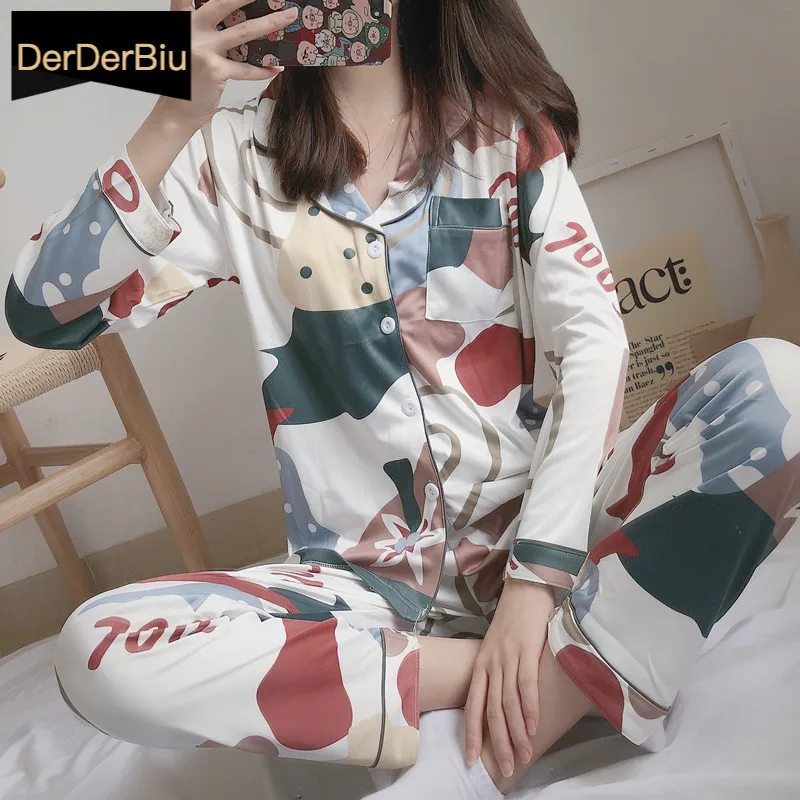 Женская одежда для сна привлекательные пижамные комплекты с длинными рукавами