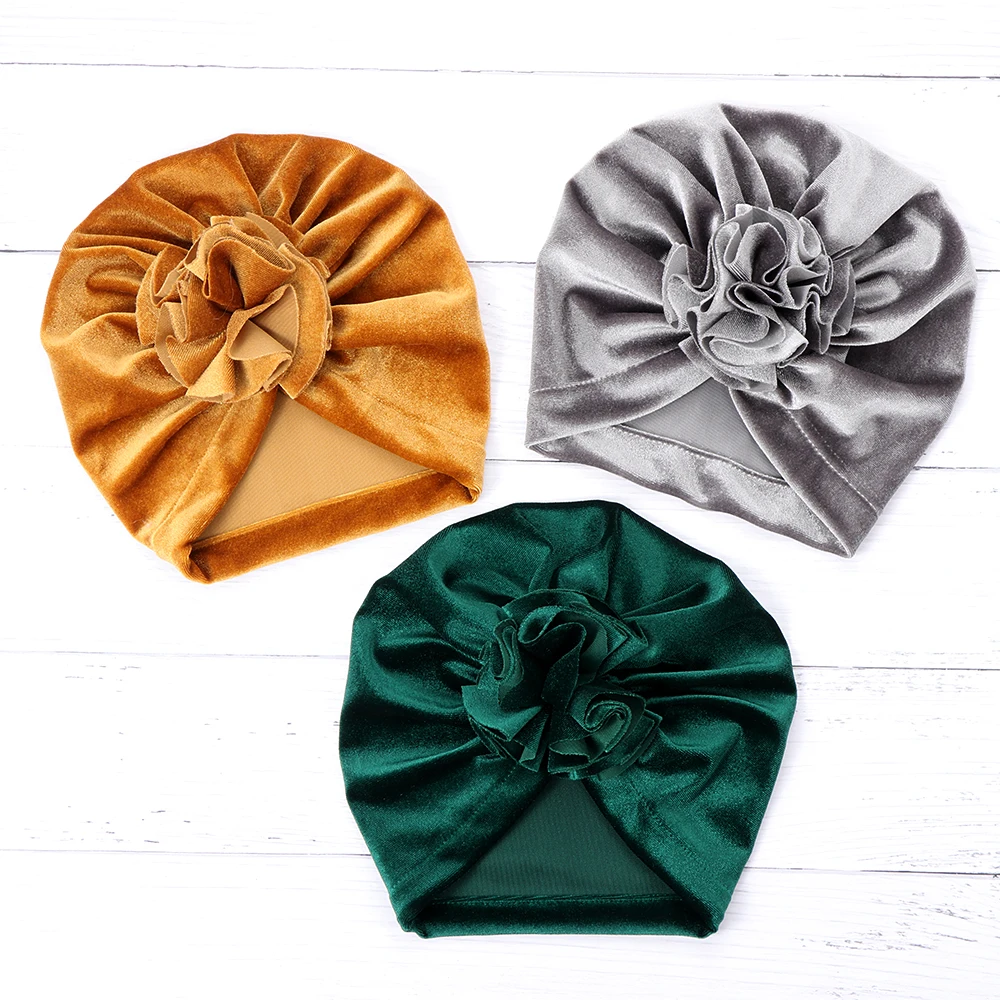 Newborn Baby Velvet Turban Hat Boys Girls Knot Head Wraps Toddler Kids Soft Stretch Warm Beanie Cap Children Headbands | Детская одежда