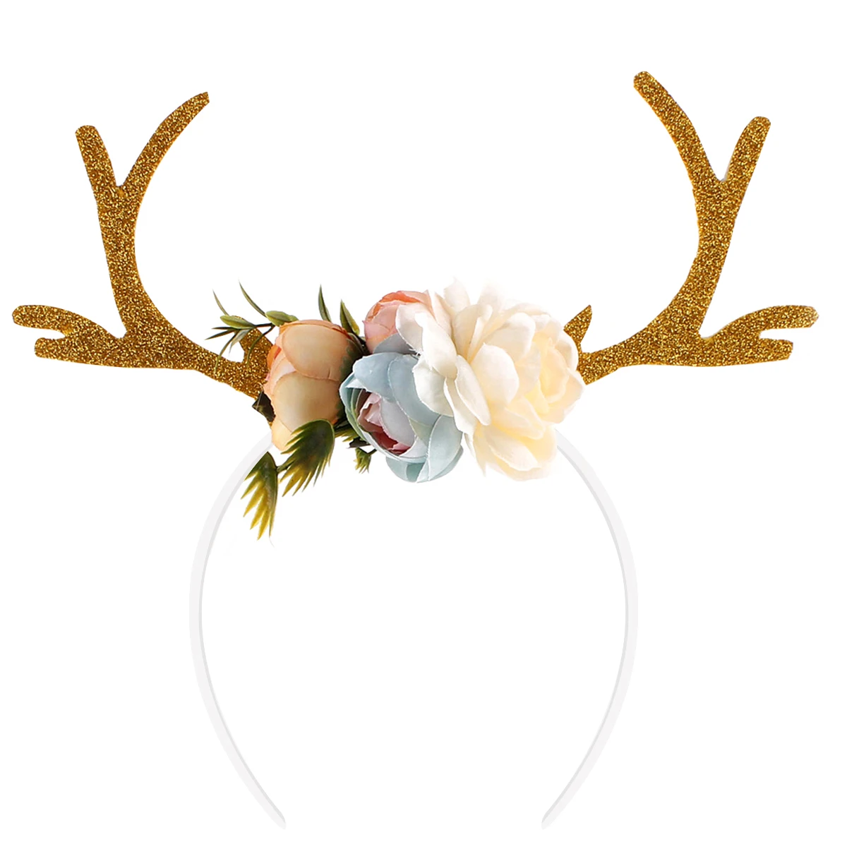 Для маленькой девочки забавная оленьих рогов и повязка на голову с цветами Цветы