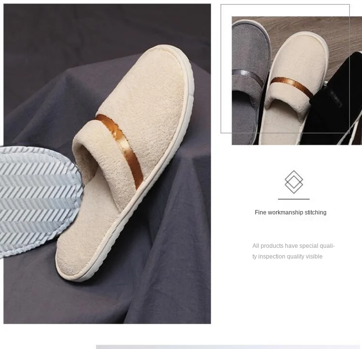 

1 Pair Coral fleece slippers Warm Home Slippers Women Bedroom Winter Slippers Non-disposable Hotel slippers Cotton Slippers