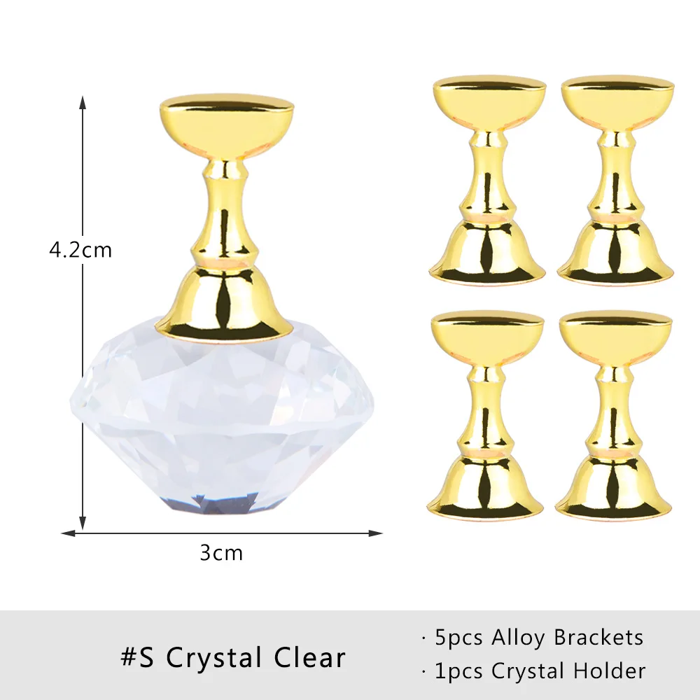 S Crystal Clear 1 набор, магнитный держатель для ногтей из сплава, практичный дисплей, стенд, акриловые хрустальные подставки, накладные кончики для ногтей, для салона, для самостоятельного маникюра, инструменты LA741 - Цвет: S Crystal Clear