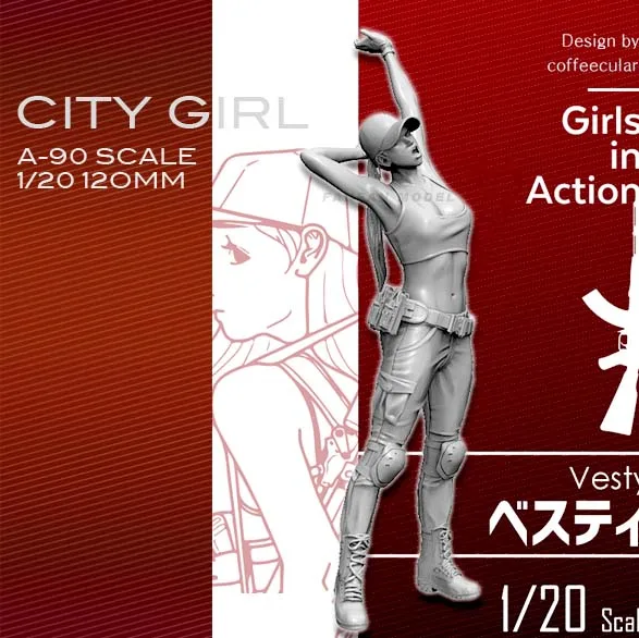 1/20 Смола Наборы красивая девушка Солдат модель самодельный A 90|Наборы для сборки