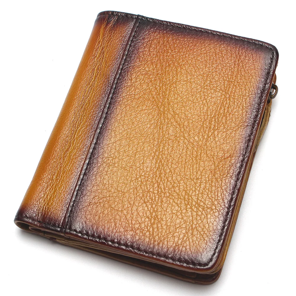 Brown RFID Блокировка Мужской импортный верхний слой кожаный матовый кошелек ручной работы Ретро кошелек из натуральной кожи кошелек для монет - Цвет: Brown