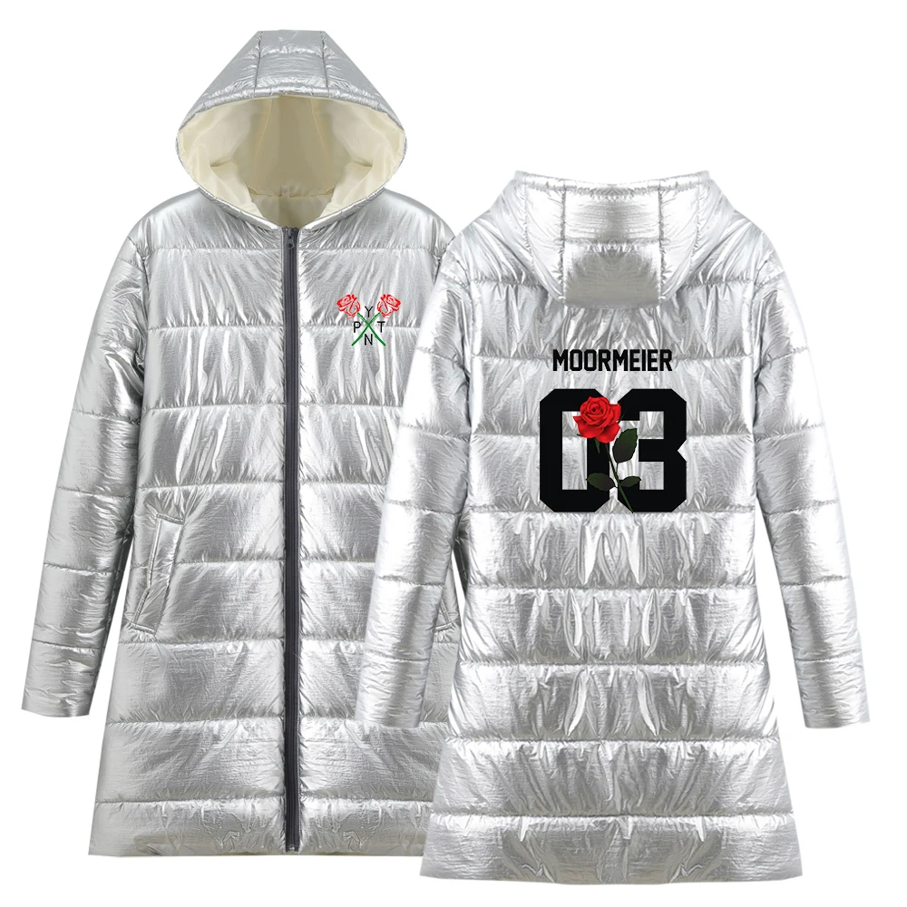 

2020 Fashion Women's Mid-length Down Jacket Hooded Down Cotton American Net Red Winter Women's Clothing Warm Down Jacket xxs-4xl