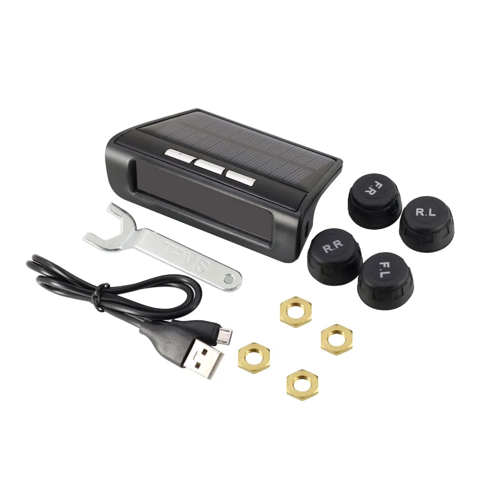 Universal TPMS Wireless Tire Pressure Monitoring System Solar Power Color LCD Display with Air Leakage Warning High Temp Alarm | Автомобили