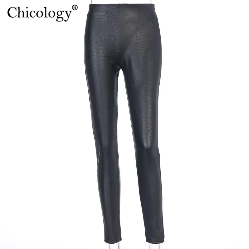 Chicology 2020 Искусственная кожа с крокодиловым принтом принт высокой талией Капри