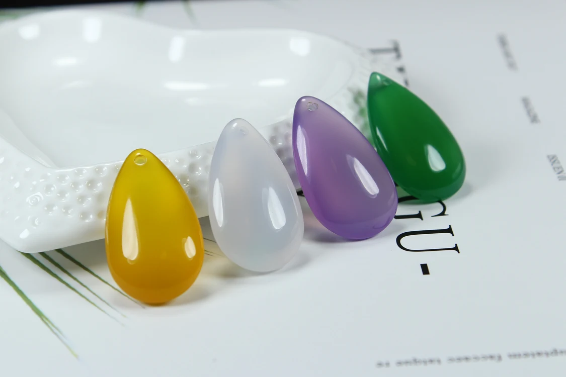 Натуральный агат халцедон большие капли подвесная Пряжка для ключей u-образный