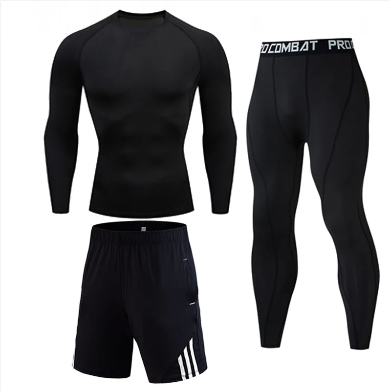 

Men's Compression Pants Running suit Gym clothing Quick-drying Sport suit Winter Thermal underwear s-xxxxl New Track suit Men