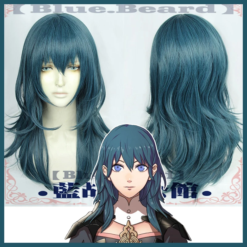 Огненная эмблема три дома парик Byleth длинные синие прямые средней длины короткие косплей волосы Хэллоуин ролевые игры - Цвет: Long