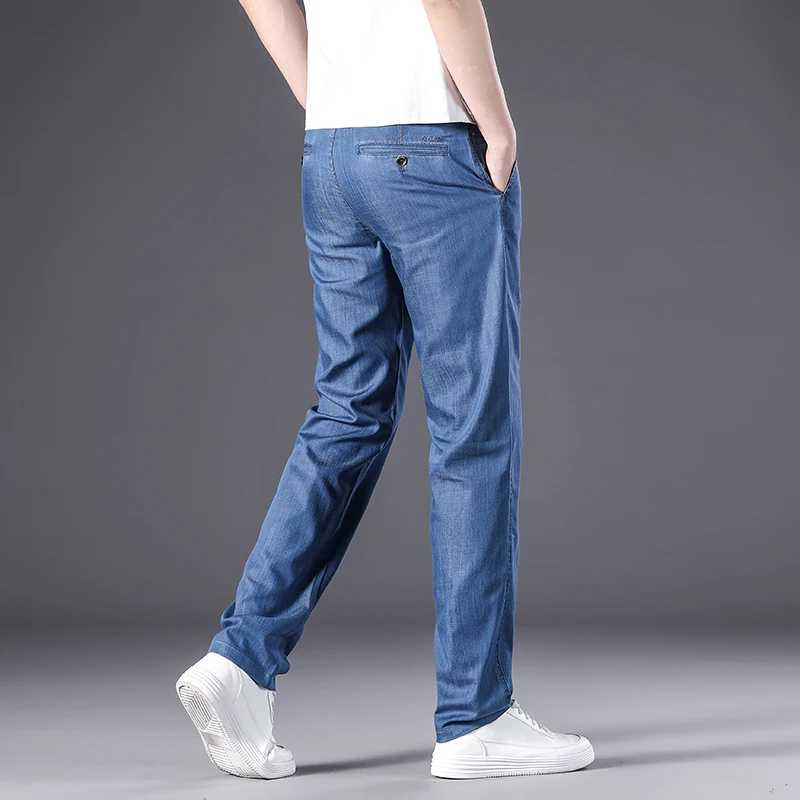 Fashion Loose Straight-Leg Jeans Male Summer Brand Thin Trousers High Quality Men'S Straight Denim Suit Pants Business Casual