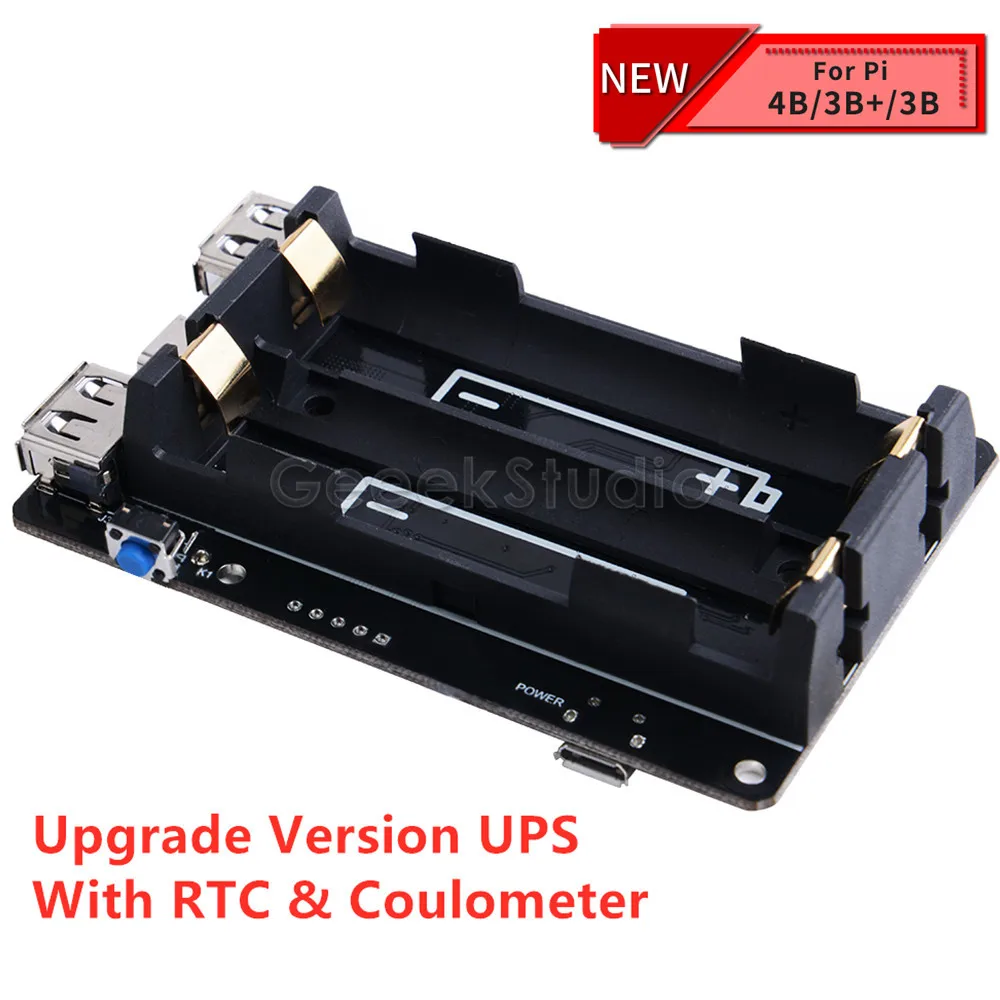 Raspberry Pi 4B/3B +/3B UPS RTC кулометр аккумулятор светодиодный индикатор источник питания
