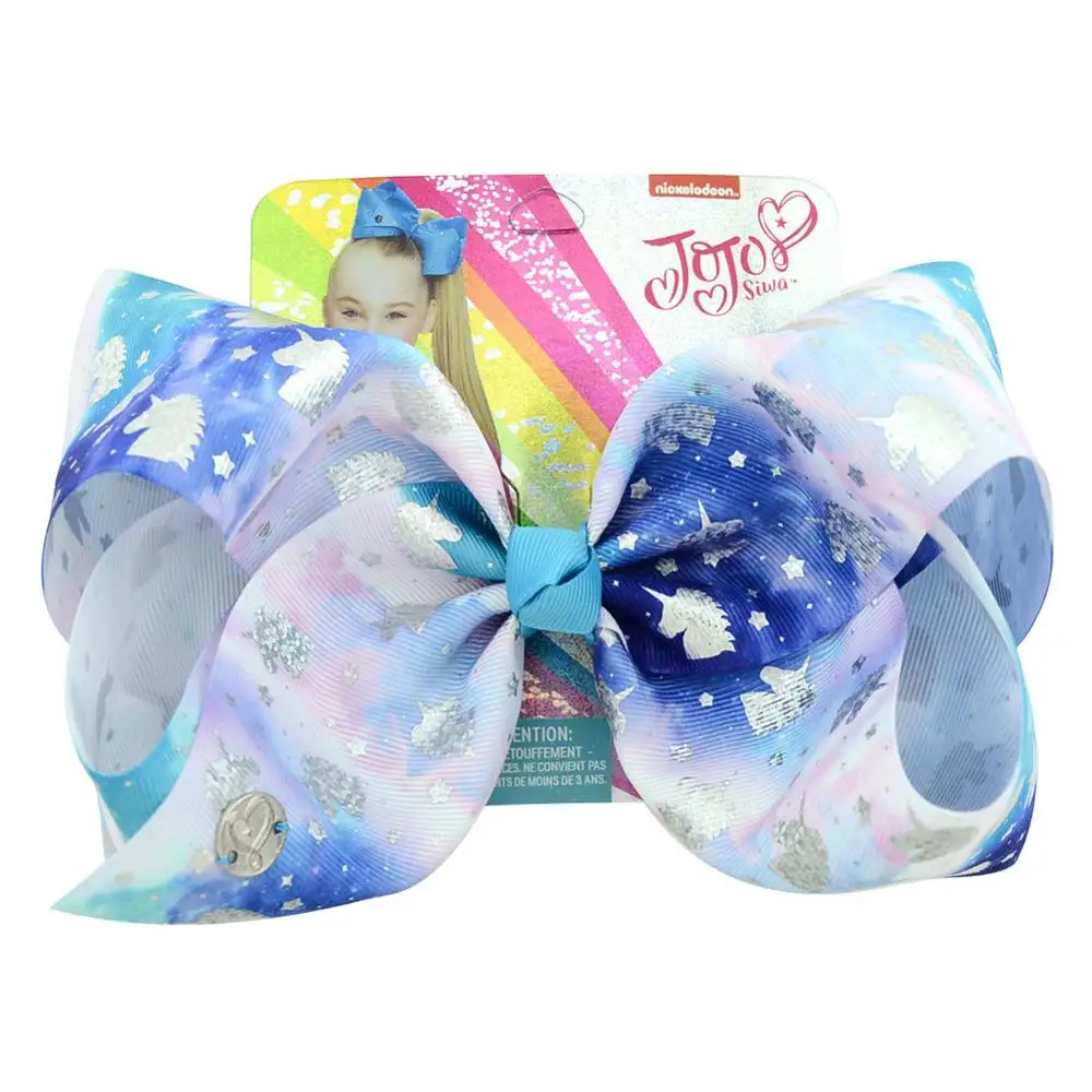 2020.8''JOJO SiWa Unicorn Star Point Stripe Print Hair Bows Clip Girl Kids Colorful Hairpin Accessories 861 |