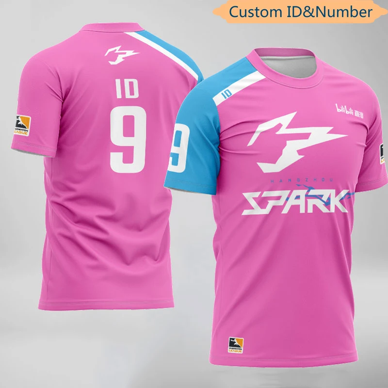

2021 New E-sports OW Competition Jersey SPARK Team Uniform Short-sleeved Men and Women Can Be Customized ID Breathable T-shirt
