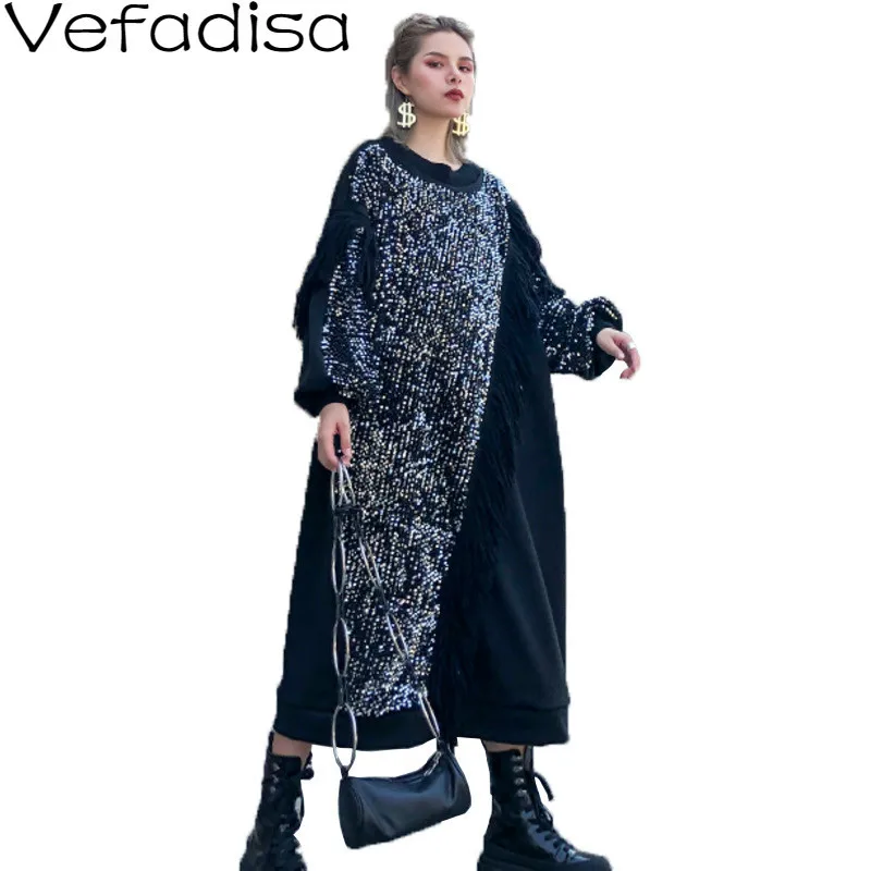 Vefadisa/платье пуловер с блестками и кисточками для женщин коллекция 2019 года сезон