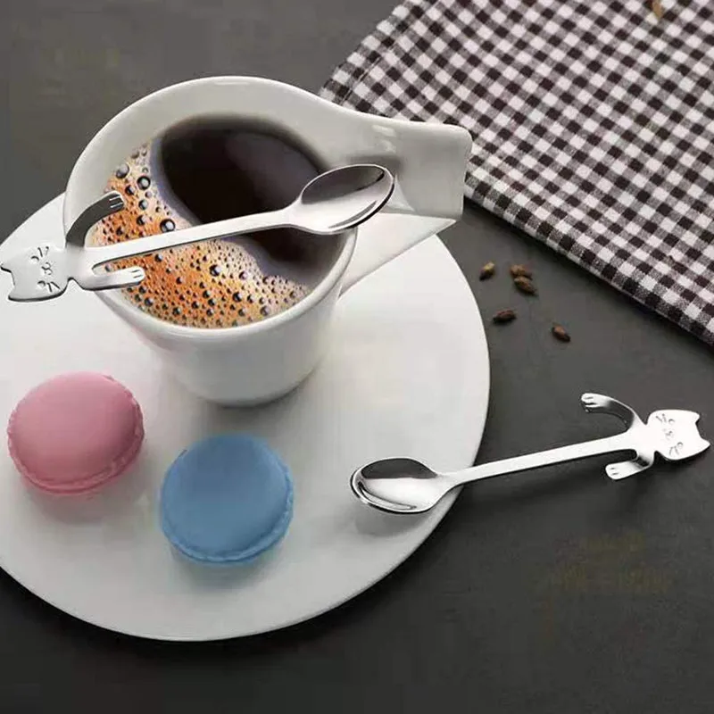 Ложка в виде кошки 1 шт. подвесная чашка из нержавеющей стали чайные ложки ложка