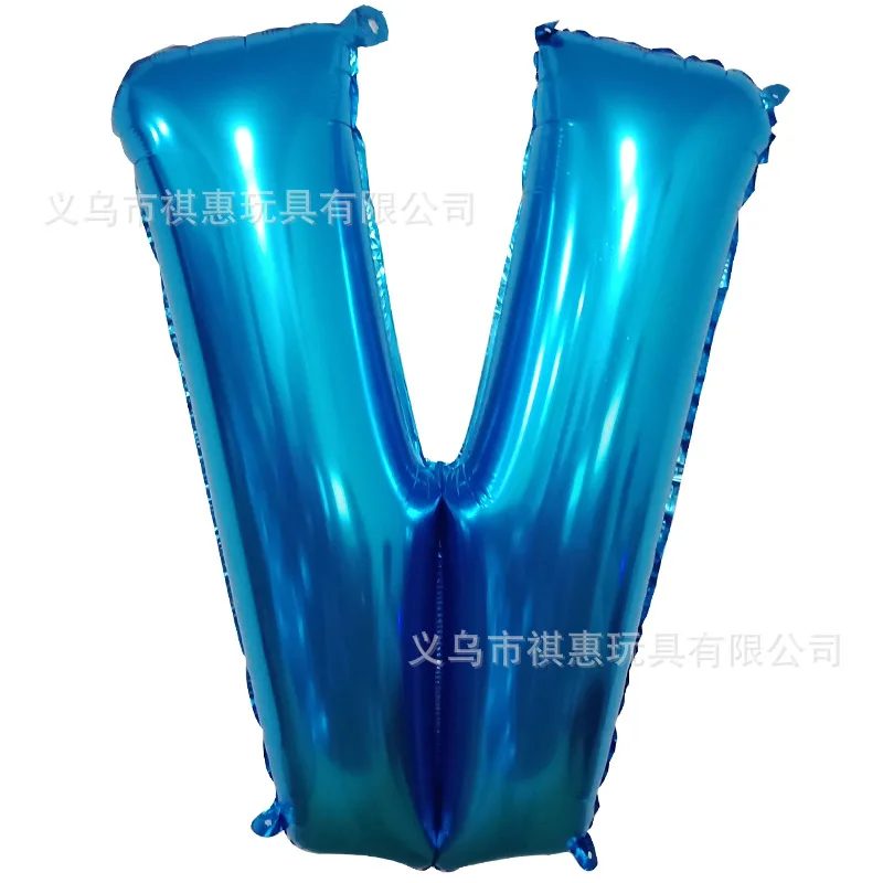 40 inch Blue aluminum film letter balloon Aluminum foil birthday Party wedding supplies Decorative photography props balloon - Цвет: V