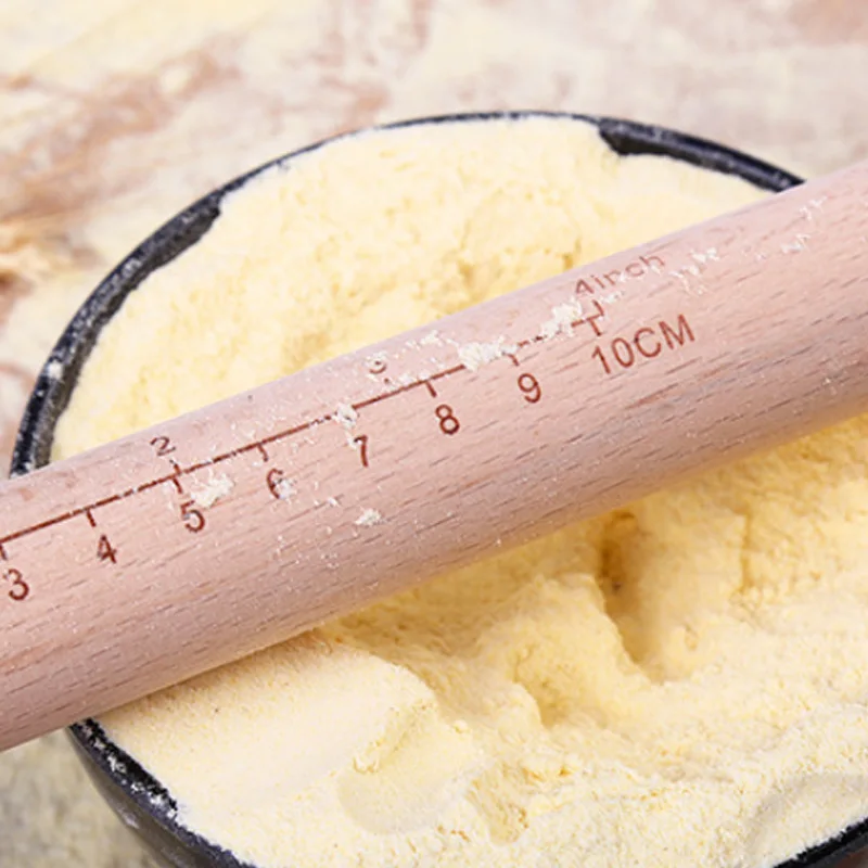 Деревянная Скалка со шкалой кухонный инструмент для выпечки тестовалик формы