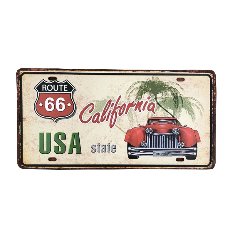 30*15 см США винтажная пластина металлическая жестяная вывеска Route 66 номер автомобиля гаражный Декор номерная табличка плакат клуб на стену Pin Up плакат - Цвет: N