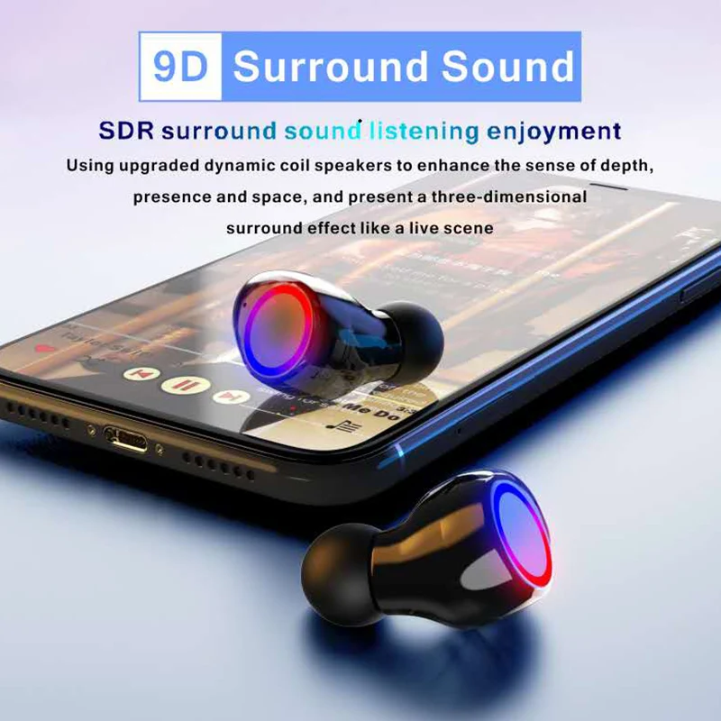 

TWS Bluetooth 5.0 Earphones 2000mAh Charging Box Wireless Headphone 9D Stereo Sports Waterproof Earbuds Headsets With Microphone