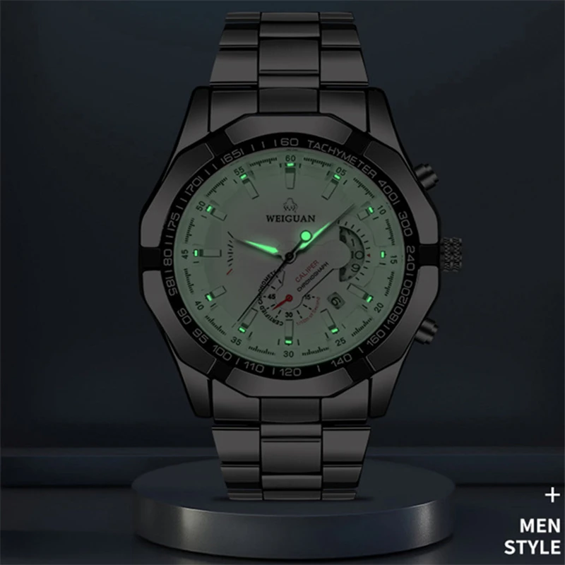 

Luxury Men's Watches Stainless Steel Band Fashion Waterproof Luminous Quartz Watch For Man Calendar Male Clock reloj hombre