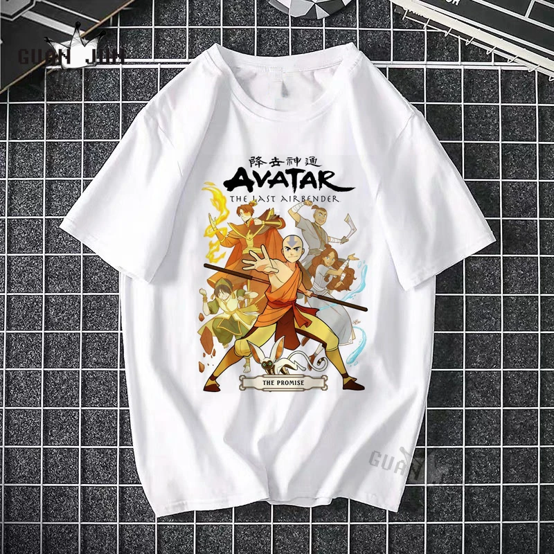 Футболка мужская с аниме The Last Airbender Avatar хлопковая смешная винтажная черная