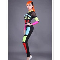 2020 female singer ds costume one piece multicolour dj patchwork super man loading traditional chinese dance costume dj costume