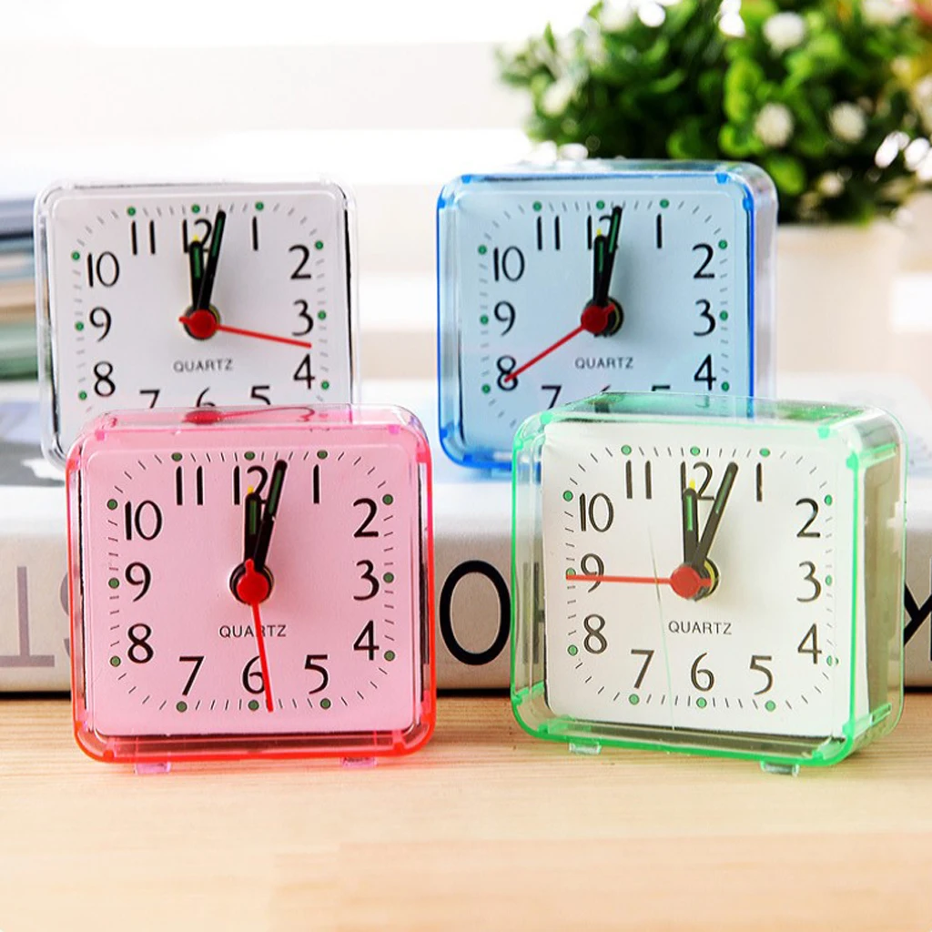 S Mini Simple Style Square Clock Bed Compact Travel Quartz Beep For Modern Home Decor Living Room