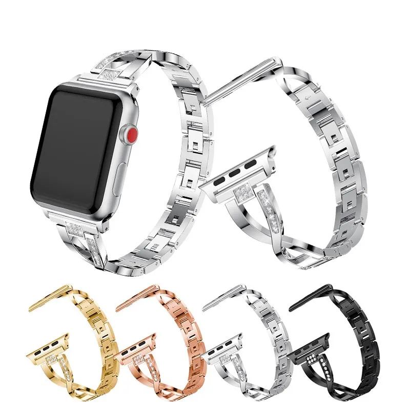 

For Apple Watch Band 40mm 44mm 38mm 42mm Women Diamond Band for iWatch Series 4 3 2 1 Bracelet Aluminum Alloy Strap Wristband