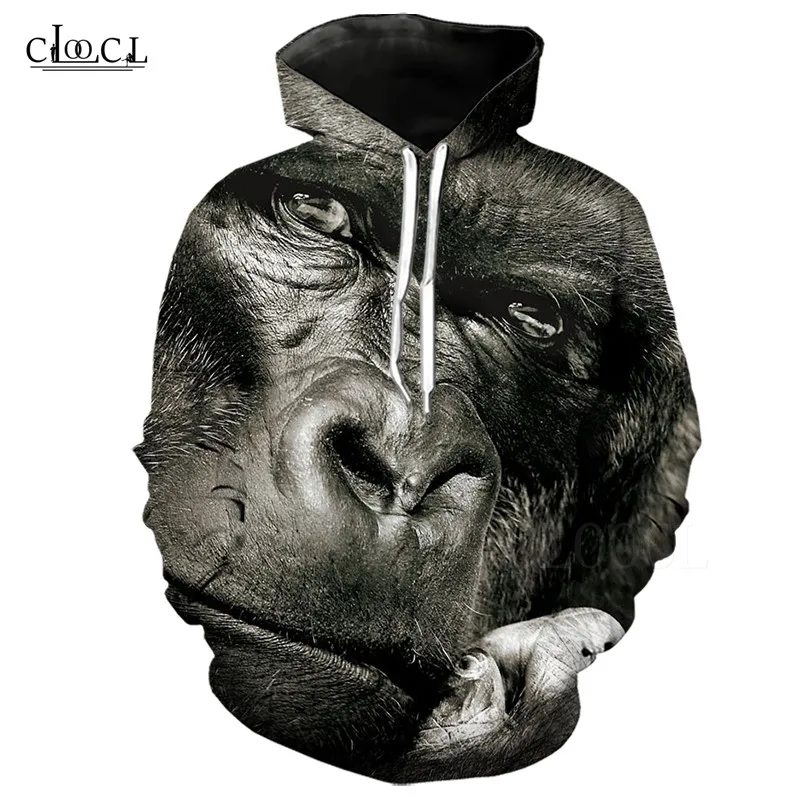 

Harajuku 3D Gorilla Hoodie Female Male Sweatshirt Plus Size Long Sleeve Autumn Clothes Animal Hoody Printed Men Casual Pullover