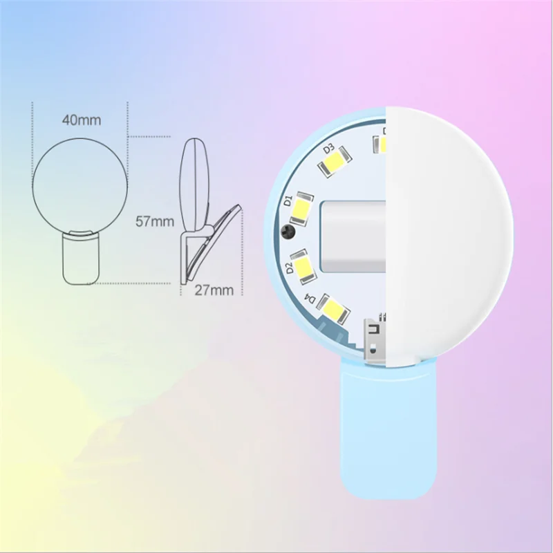 Супер тонкий Мини Q Selfie Ring Light портативная светодиодная вспышка USB Клип Мобильный