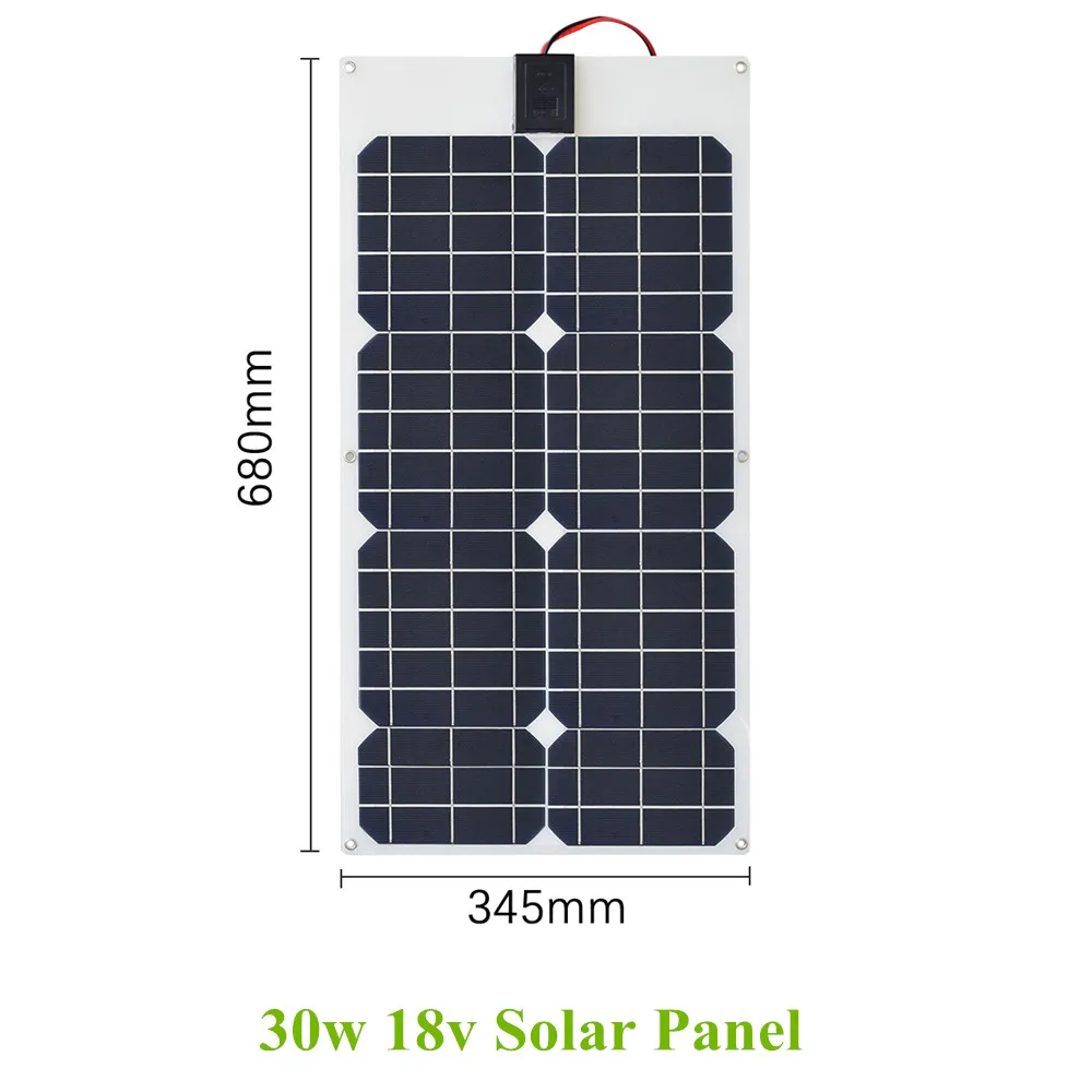 18V 30W 30 Вт/40 Вт/60 Вт/80 Вт/100 Вт 12 В/16 В/18 в солнечная батарея Гибкая солнечная панель модуль батареи зарядное устройство панели для автомобиля/грузовика/мотоцикла - Цвет: 18V 30W