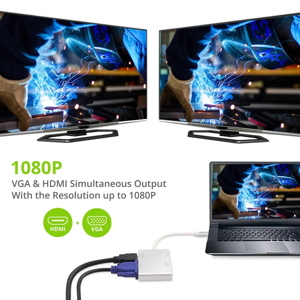 Neoteck USB C к HDMI-совместимый 4K адаптер DVI/VGA/USB3.0 Поддержка VGA видео конвертер |