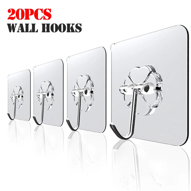 

20Pcs Transparent Strong Suction Wall Hooks For Home Kitchen And Bathroom Cup Sucker Hanger Key Holder Storage Hanger Towel Hook