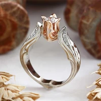 milangirl rose gold rose floral ring flower wedding jewelry anillos mujer valentines day gift dropshipping size 5 10