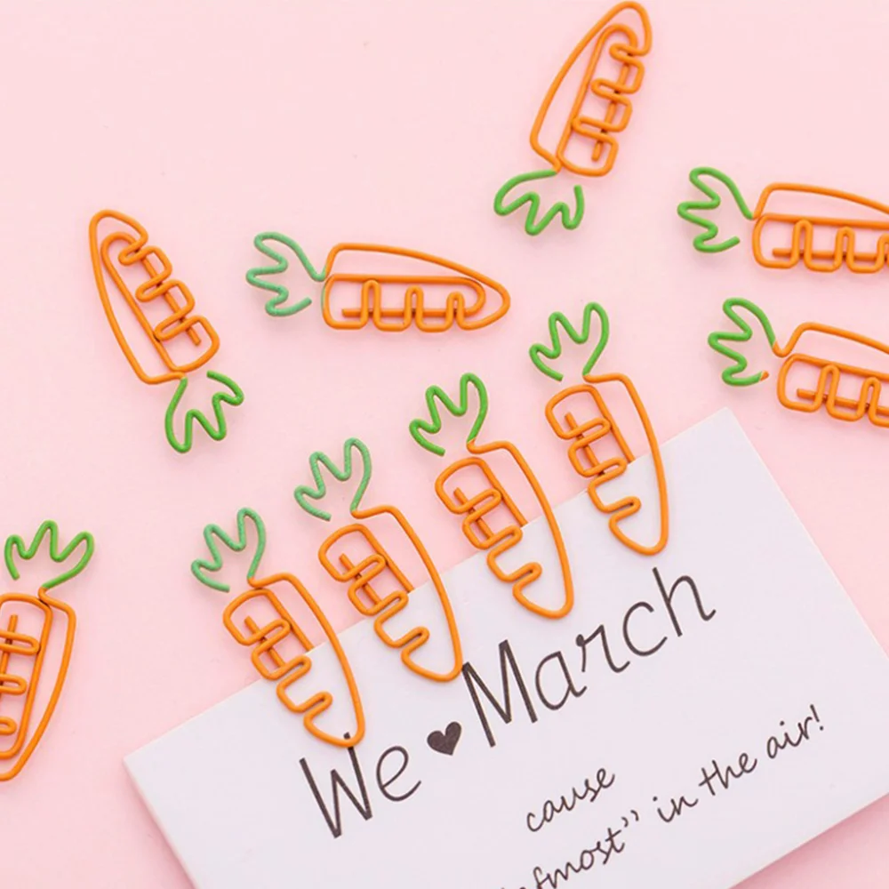 

20Pcs Carrot Shape Paper Clip Cartoon Pin Stationery Clip Birthday Gift