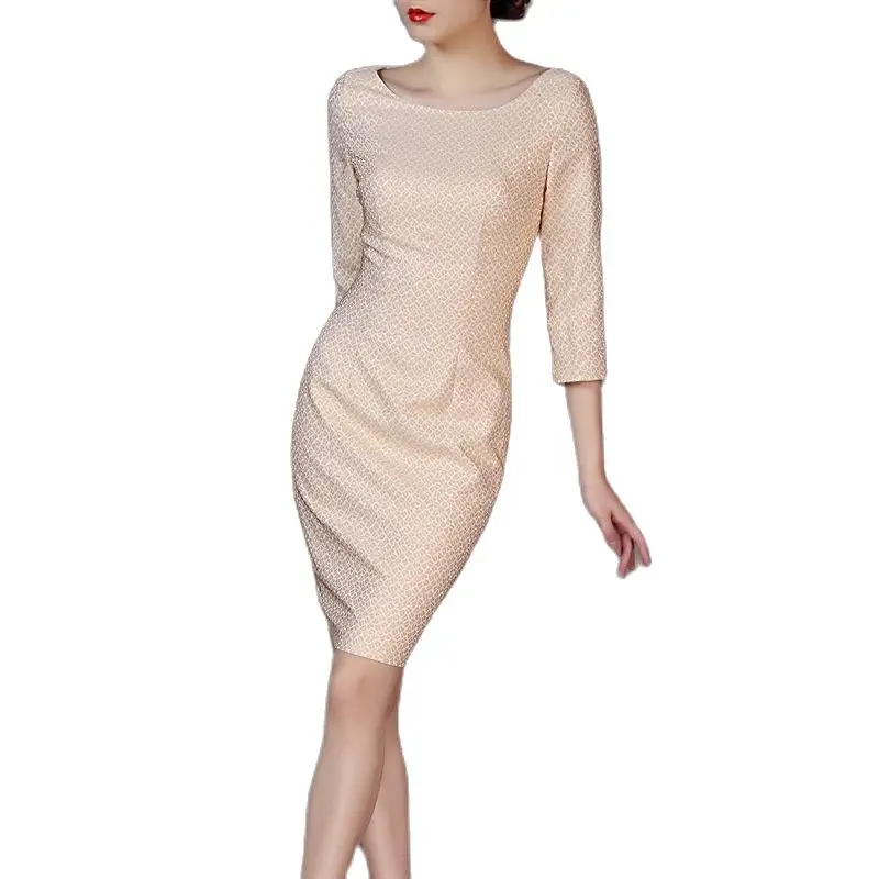 

Woman Spring Plus Size Knee-length Slim Dresses Female Ol Autumn Oversized Half Pencil Dresses Women Hedging Dress Lady Dress